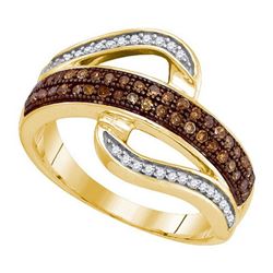 0.33CTW White and Champagne Diamond Micro-Pave 10KT Ring Yellow Gold