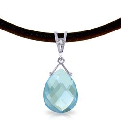 6.51 ctw Blue Topaz & Diamond Necklace Jewelry 14KT White Gold