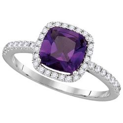 0.25CT Diamond and 1CT Amethyst Anniversary 14KT Ring White Gold