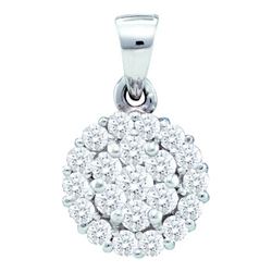 0.75CT Diamond Flower 14KT Pendant White Gold