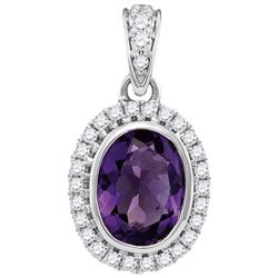 0.15CT Diamond and 1CT Amethyst Anniversary 14KT Pendant White Gold