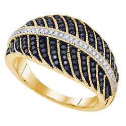 0.35CTW White and Black Diamond Micro-Pave 10KT Ring Yellow Gold