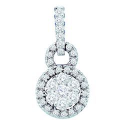 0.50CT Diamond Flower 14KT Pendant White Gold