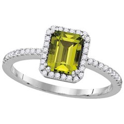 0.20CT Diamond and 1CT Peridot Anniversary 14KT Ring White Gold