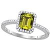 Image 1 : 0.20CT Diamond and 1CT Peridot Anniversary 14KT Ring White Gold