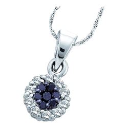 0.25CTW White and Black Diamond Flower 14KT Pendant White Gold
