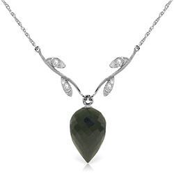 12.27 ctw Black Spinel & Diamond Necklace Jewelry 14KT White Gold