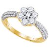 Image 1 : 1CT Diamond Flower 10KT Ring Yellow Gold