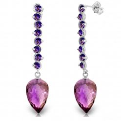 22.1 ctw Amethyst Earrings Jewelry 14KT White Gold