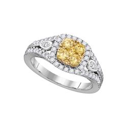 1.0CTW White and Yellow Diamond Bridal 14KT Ring White Gold