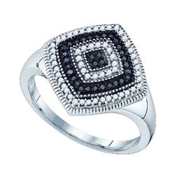 0.25CTW White and Black Diamond Micro-Pave 10KT Ring White Gold