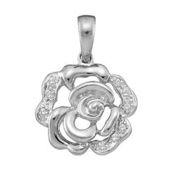 0.03CT Diamond Flower 10KT Pendant White Gold