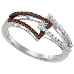 0.25CTW White and Champagne Diamond Anniversary 10KT Ring White Gold