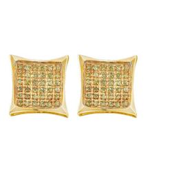 0.05CTW White and Yellow Diamond Micro-Pave 10KT Earrings Yellow Gold