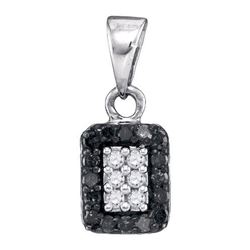 0.20CTW White and Black Diamond Micro-Pave 10KT Pendant White Gold