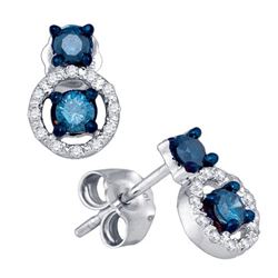 0.50CTW White and Blue Diamond Bridal 10KT Earrings White Gold
