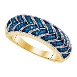 0.20CTW White and Blue Diamond Anniversary 10KT Ring Yellow Gold