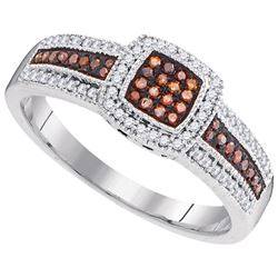 0.25CTW White and Champagne Diamond Micro-Pave 10KT Ring White Gold