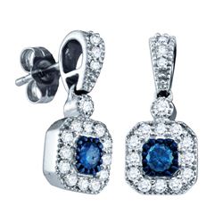 0.60CTW White and Blue Diamond Anniversary 10KT Earrings White Gold