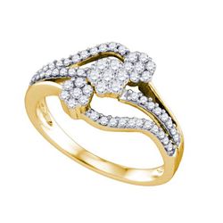 0.50CTW White and Champagne Diamond Anniversary 10KT Ring Yellow Gold