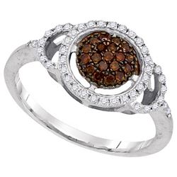 0.33CTW White and Champagne Diamond Anniversary 10KT Ring White Gold