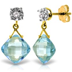 17.56 ctw Blue Topaz & Diamond Earrings Jewelry 14KT Yellow Gold