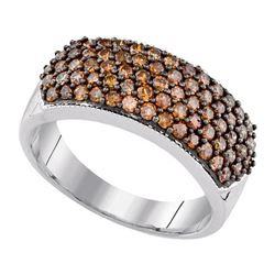 1.0CTW White and Champagne Diamond Anniversary 10KT Ring White Gold