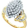 Image 1 : 0.50CT Diamond Cluster 10KT Ring Yellow Gold