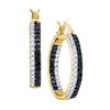 Image 1 : 1.0CTW White and Black Diamond Hoops 10KT Earrings Yellow Gold
