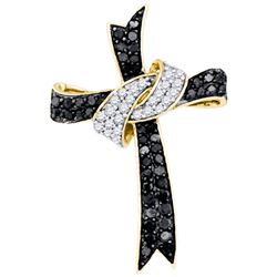0.75CT Diamond Cross 10KT Pendant Yellow Gold