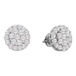 2.0CT Diamond Flower 14KT Earrings White Gold