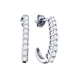 1.0CT Diamond Hoops 10KT Earrings White Gold