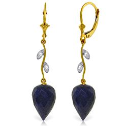 25.72 ctw Sapphire & Diamond Earrings Jewelry 14KT Yellow Gold