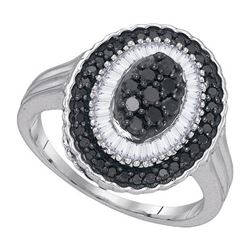 0.75CTW White and Black Diamond Bridal 10KT Ring White Gold