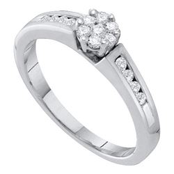 0.25CT Diamond Flower 10KT Ring White Gold