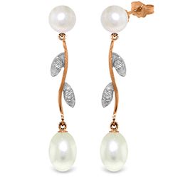 10.02 ctw Pearl & Diamond Earrings Jewelry 14KT Rose Gold