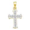 Image 1 : 0.85CT Diamond Cross 10KT Pendant Yellow Gold