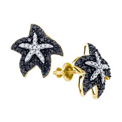 0.35CTW White and Black Diamond Anniversary 10KT Earrings Yellow Gold