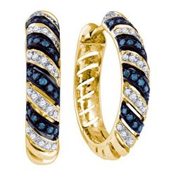 0.50CTW White and Blue Diamond Bridal 10KT Earrings Yellow Gold