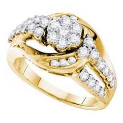 1.0CT Diamond Flower 14KT Ring Yellow Gold
