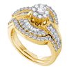 Image 1 : 1.20CT Diamond Flower 14KT Ring Yellow Gold