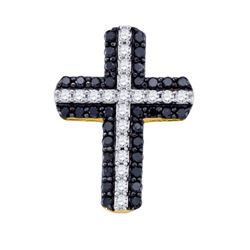 0.75CTW White and Black Diamond Anniversary 10KT Pendant Yellow Gold
