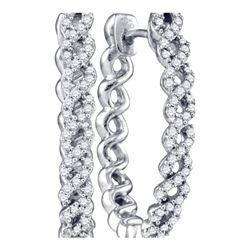 0.50CT Diamond Hoops 10KT Earrings White Gold