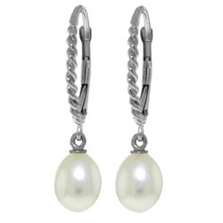 8 ctw Pearl Earrings Jewelry 14KT White Gold