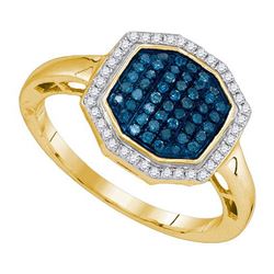 0.33CTW White and Blue Diamond Anniversary 10KT Ring Yellow Gold