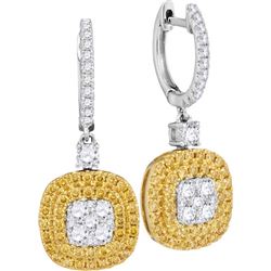 1.35CTW White and Yellow Diamond Anniversary 18KT Earrings White Gold