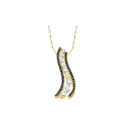 0.50CTW White and Black Diamond Journey 10KT Pendant Yellow Gold