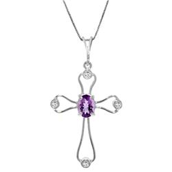 0.57 ctw Amethyst & Diamond Necklace Jewelry 14KT White Gold