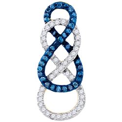 0.25CTW White and Blue Diamond Anniversary 10KT Pendant Yellow Gold