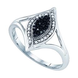0.10CTW White and Black Diamond Micro-Pave 10KT Ring White Gold